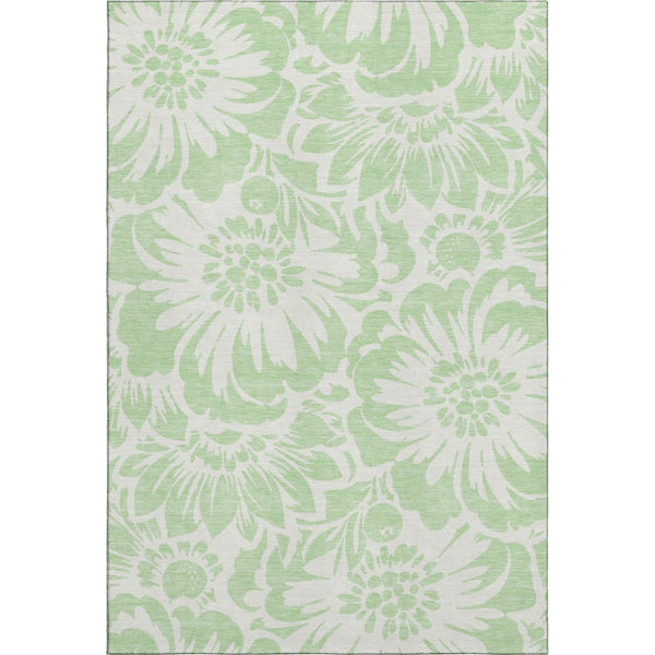 HomeRoots 10' Mint Green & Ivory Floral Area Rug - Washable, UV Protected, Stain Resistant for Busy Homes 648664