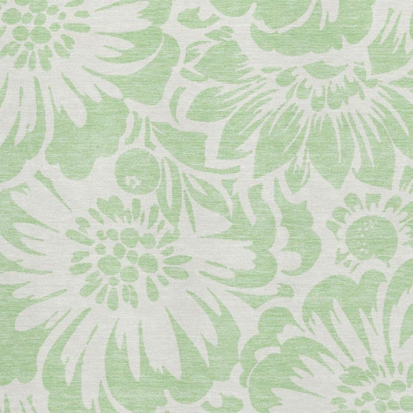 HomeRoots 10' Mint Green & Ivory Floral Area Rug - Washable, UV Protected, Stain Resistant for Busy Homes 648664