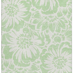 HomeRoots 10' Mint Green & Ivory Floral Area Rug - Washable, UV Protected, Stain Resistant for Busy Homes 648664