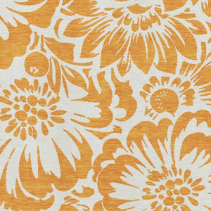 HomeRoots 5' X 8' Orange and Ivory Floral Area Rug - Durable, Washable, UV-Protected for Vibrant Living Spaces 648672