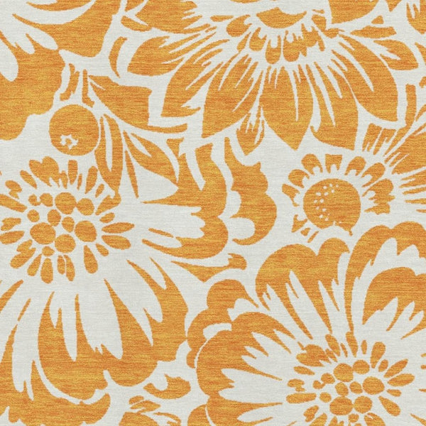 HomeRoots 5' X 8' Orange and Ivory Floral Area Rug - Durable, Washable, UV-Protected for Vibrant Living Spaces 648672