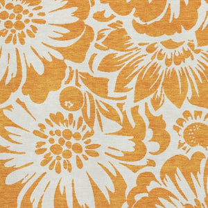 HomeRoots 5' X 8' Orange and Ivory Floral Area Rug - Durable, Washable, UV-Protected for Vibrant Living Spaces 648672