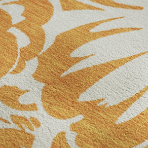 HomeRoots 5' X 8' Orange and Ivory Floral Area Rug - Durable, Washable, UV-Protected for Vibrant Living Spaces 648672