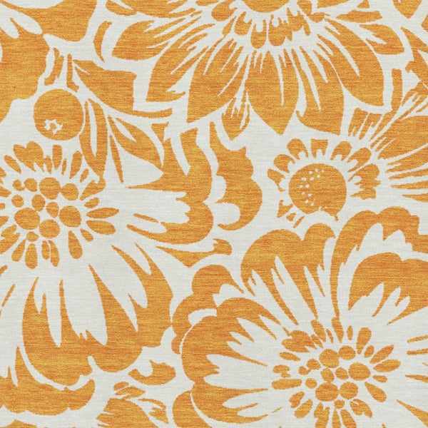 HomeRoots 10' X 14' Washable Orange and Ivory Floral Area Rug with UV Protection for Stylish Living Spaces 648676