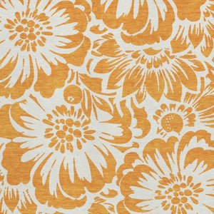 HomeRoots 10' X 14' Washable Orange and Ivory Floral Area Rug with UV Protection for Stylish Living Spaces 648676