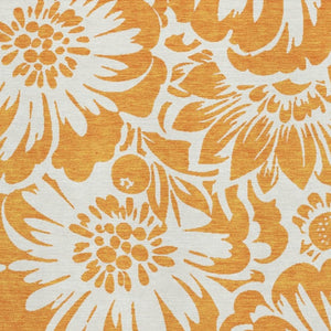 HomeRoots 10' X 14' Washable Orange and Ivory Floral Area Rug with UV Protection for Stylish Living Spaces 648676
