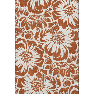 HomeRoots 5' X 8' Elegant Rust and Ivory Floral Area Rug – Washable, Stain-Resistant, UV Protected for Homes 648678