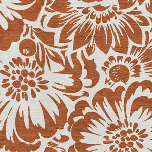 HomeRoots 5' X 8' Elegant Rust and Ivory Floral Area Rug – Washable, Stain-Resistant, UV Protected for Homes 648678