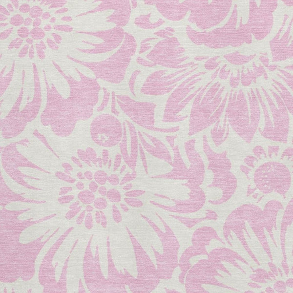 HomeRoots 5' X 8' Pink and Ivory Floral Area Rug - Washable, UV-Protected, Stylish and Durable for Any Room! 648684