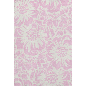 HomeRoots 10' Pink and Ivory Floral Area Rug - Washable, UV Protected, Soft & Stain Resistant for Home Decor 648688