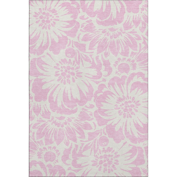 HomeRoots 10' Pink and Ivory Floral Area Rug - Washable, UV Protected, Soft & Stain Resistant for Home Decor 648688