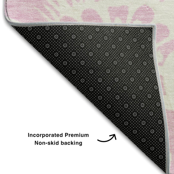 HomeRoots 10' Pink and Ivory Floral Area Rug - Washable, UV Protected, Soft & Stain Resistant for Home Decor 648688