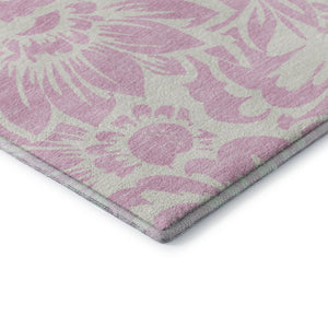 HomeRoots 10' Pink and Ivory Floral Area Rug - Washable, UV Protected, Soft & Stain Resistant for Home Decor 648688