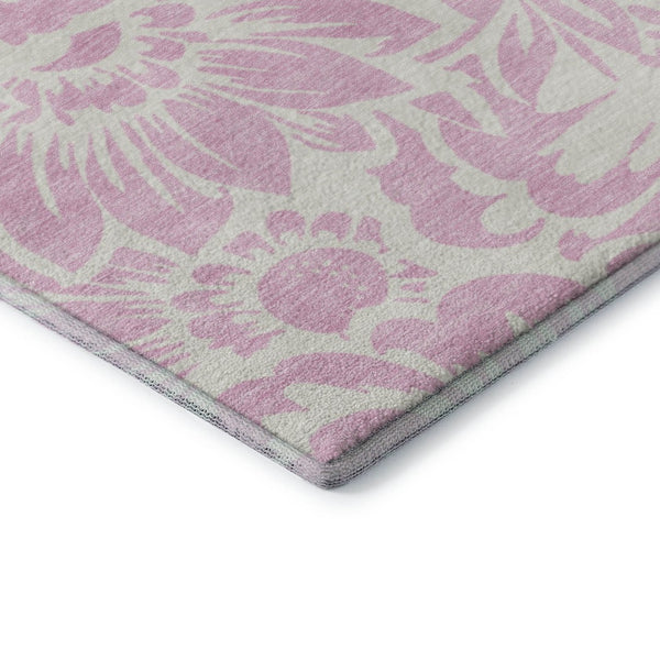 HomeRoots 10' Pink and Ivory Floral Area Rug - Washable, UV Protected, Soft & Stain Resistant for Home Decor 648688
