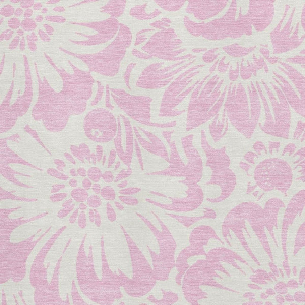 HomeRoots 10' Pink and Ivory Floral Area Rug - Washable, UV Protected, Soft & Stain Resistant for Home Decor 648688