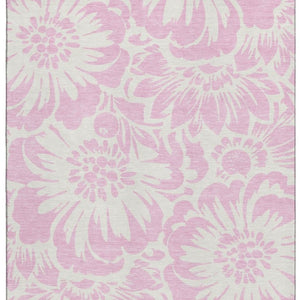 HomeRoots 10' Pink and Ivory Floral Area Rug - Washable, UV Protected, Soft & Stain Resistant for Home Decor 648688