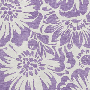HomeRoots 5' X 8' Purple and Ivory Floral Area Rug - Washable, Stain Resistant, UV Protected for Busy Homes 648690