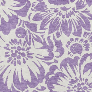 HomeRoots 8' X 10' Floral Washable Area Rug – Elegant Purple & Ivory Design with UV Protection for Homes 648692