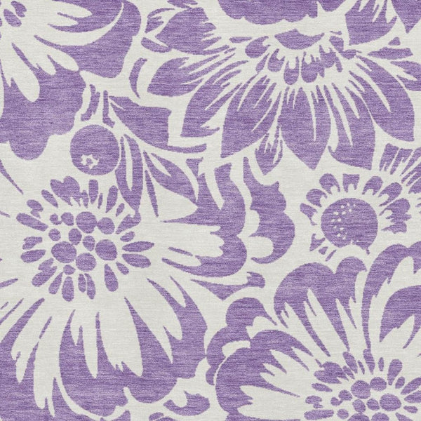 HomeRoots 8' X 10' Floral Washable Area Rug – Elegant Purple & Ivory Design with UV Protection for Homes 648692