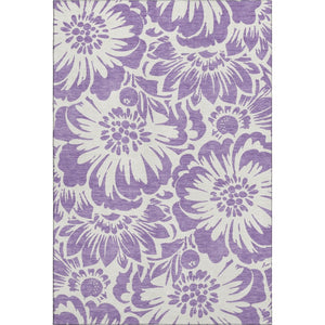 HomeRoots 9' X 12' Vibrant Purple and Ivory Floral Area Rug - Washable, UV Protected, Stain Resistant Design 648693