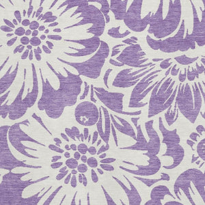 HomeRoots 9' X 12' Vibrant Purple and Ivory Floral Area Rug - Washable, UV Protected, Stain Resistant Design 648693