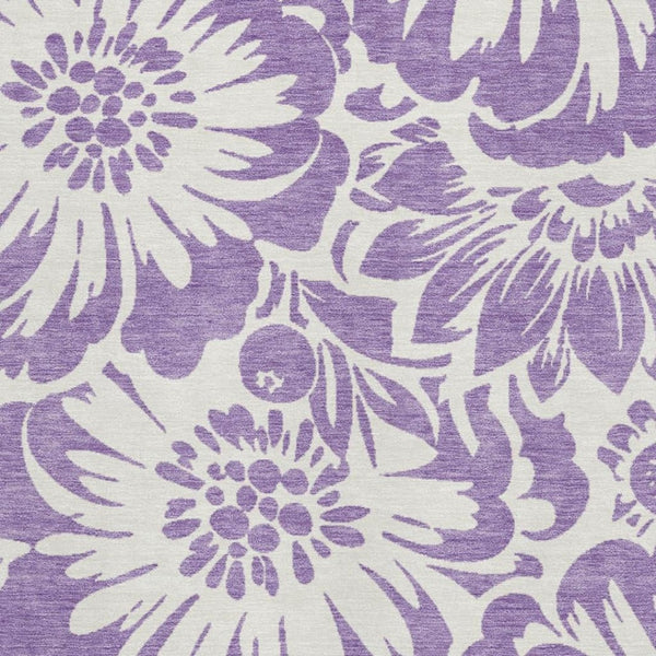 HomeRoots 9' X 12' Vibrant Purple and Ivory Floral Area Rug - Washable, UV Protected, Stain Resistant Design 648693