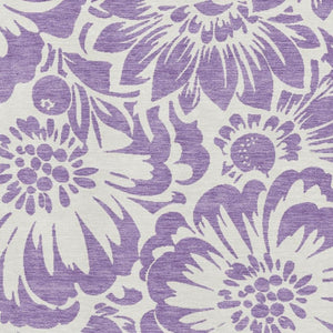HomeRoots 10' X 14' Floral Washable Area Rug in Purple & Ivory - Stylish, Durable, UV Protected for Any Space 648694