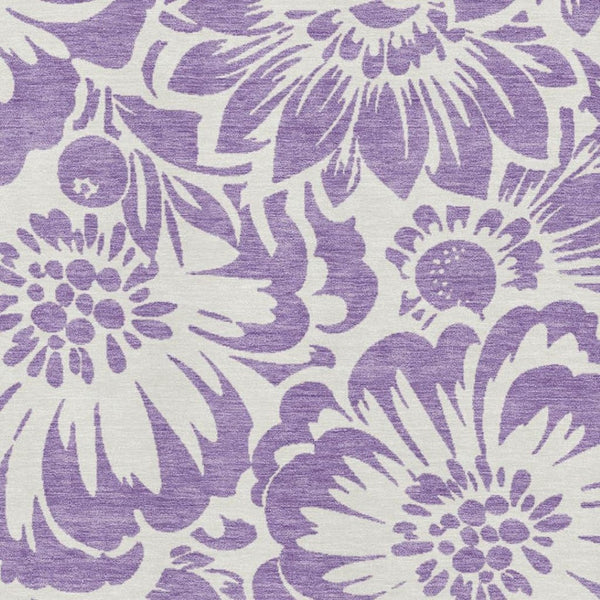 HomeRoots 10' X 14' Floral Washable Area Rug in Purple & Ivory - Stylish, Durable, UV Protected for Any Space 648694