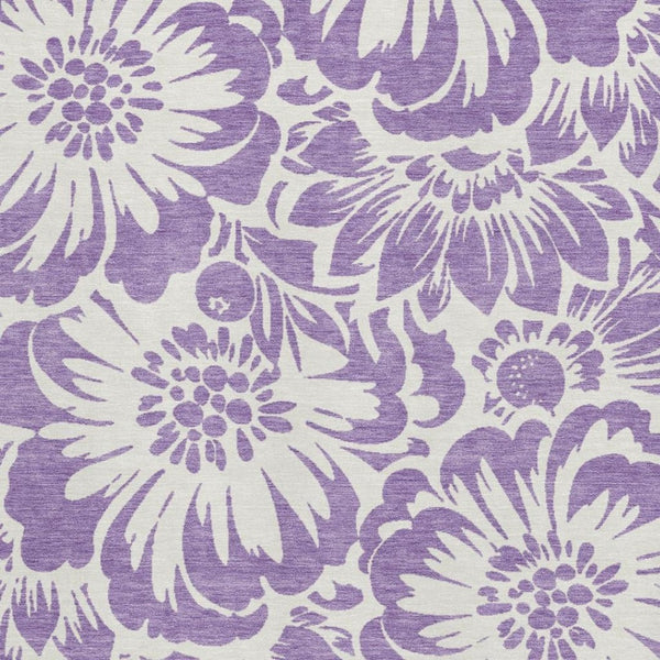 HomeRoots 10' X 14' Floral Washable Area Rug in Purple & Ivory - Stylish, Durable, UV Protected for Any Space 648694