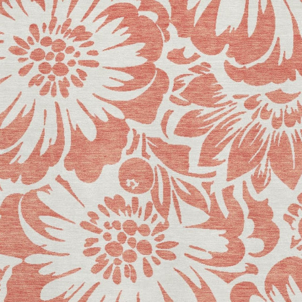HomeRoots 5' X 8' Salmon and Ivory Floral Area Rug - Stain-Resistant, UV Protected, Machine Washable Style! 648696