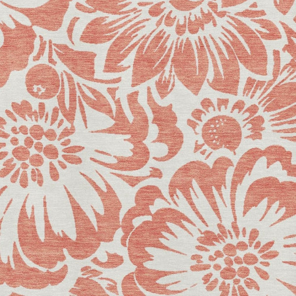 HomeRoots 8' X 10' Salmon Floral Area Rug - Durable, Stain-Resistant, UV Protected for Stylish Living Spaces 648698