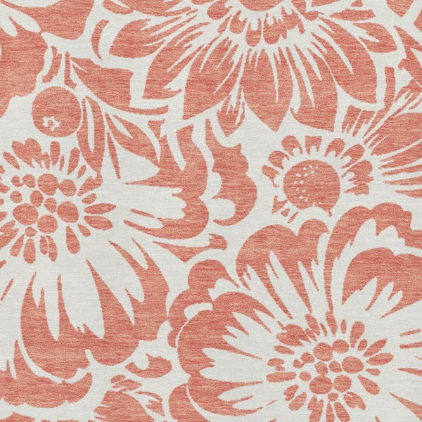 HomeRoots 9' X 12' Salmon and Ivory Floral Area Rug - Washable, UV Protected, Durable Design for Homes with Pets 648699