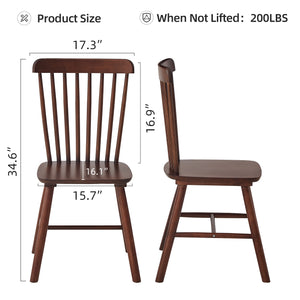 English Elm 4 Solid Wood Dining Chairs with Curved Backrests, Wide 16.5" Seats, Anti-Skid Feet, Easy-Clean Finish Walnut T3967P383422