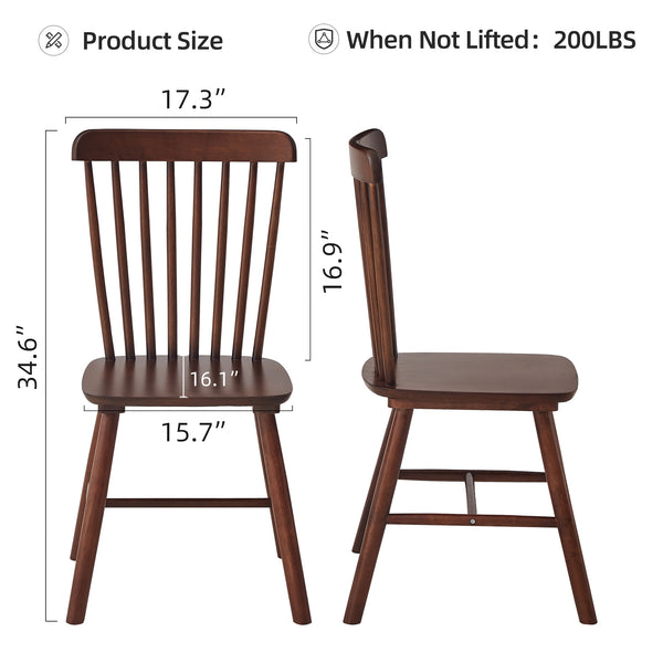 English Elm 4 Solid Wood Dining Chairs with Curved Backrests, Wide 16.5" Seats, Anti-Skid Feet, Easy-Clean Finish Walnut T3967P383422