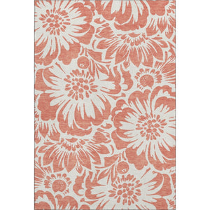 HomeRoots 10' X 14' Salmon and Ivory Floral Area Rug - Washable, UV Protected, Perfect for Busy Homes! 648700