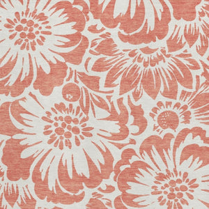HomeRoots 10' X 14' Salmon and Ivory Floral Area Rug - Washable, UV Protected, Perfect for Busy Homes! 648700