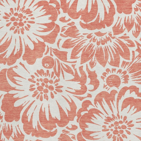 HomeRoots 10' X 14' Salmon and Ivory Floral Area Rug - Washable, UV Protected, Perfect for Busy Homes! 648700