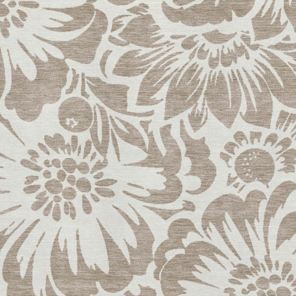 HomeRoots 5' X 8' Floral Taupe and Ivory Washable Area Rug with UV Protection for Stylish, Easy Living Spaces 648702