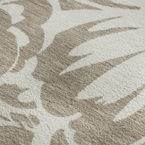 HomeRoots 5' X 8' Floral Taupe and Ivory Washable Area Rug with UV Protection for Stylish, Easy Living Spaces 648702