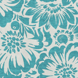 HomeRoots 9' X 12' Teal Floral Washable Area Rug - Durable, Stain Resistant, UV Protected for High-Traffic Areas 648711