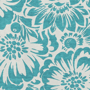 HomeRoots 10' X 14' Teal & Ivory Floral Washable Area Rug - UV Protected, Durable, Stylish for Any Room 648712