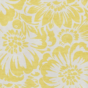 HomeRoots 5' Yellow and Ivory Floral Washable Area Rug - UV Protected, Stain Resistant, Perfect for Families 648714