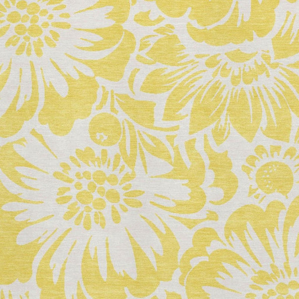 HomeRoots 8' X 10' Bright Yellow & Ivory Floral Washable Area Rug with UV Protection for Stylish Living Spaces 648716