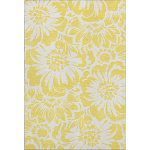 HomeRoots 10' Yellow & Ivory Floral Washable Area Rug with UV Protection – Stylish, Durable & Stain Resistant! 648718