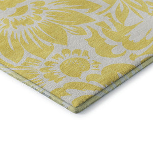 HomeRoots 10' Yellow & Ivory Floral Washable Area Rug with UV Protection – Stylish, Durable & Stain Resistant! 648718