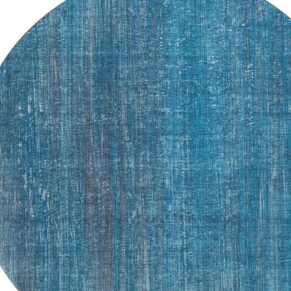 HomeRoots 8' Blue and Gray Striped Round Rug – Washable, UV-Protected, Durable Design for High-Traffic Areas 648721