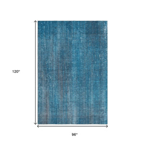 HomeRoots 8' X 10' Stylish Blue and Gray Striped Washable Area Rug with UV Protection for High-Traffic Spaces 648722