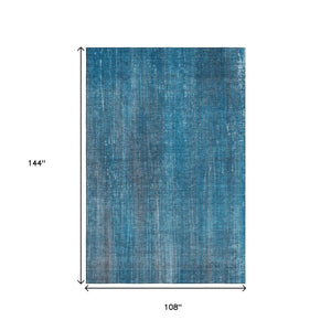 HomeRoots 9' Blue and Gray Striped Area Rug - Washable, UV Protected, Durable for High-Traffic Spaces, 9x12 ft 648723