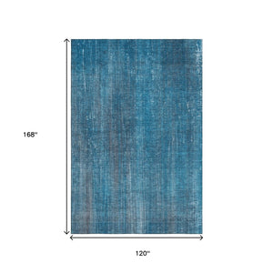 HomeRoots 10' X 14' Blue and Gray Striped Washable Area Rug - UV Protected, Stain Resistant for Busy Homes 648724
