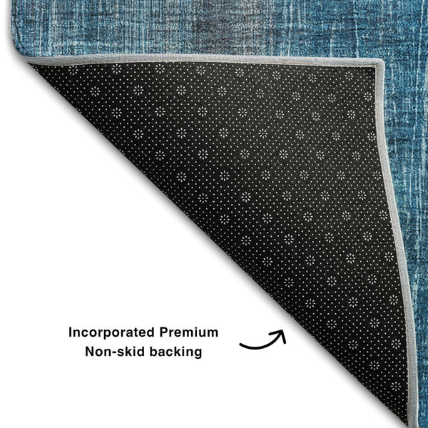 HomeRoots 10' X 14' Blue and Gray Striped Washable Area Rug - UV Protected, Stain Resistant for Busy Homes 648724